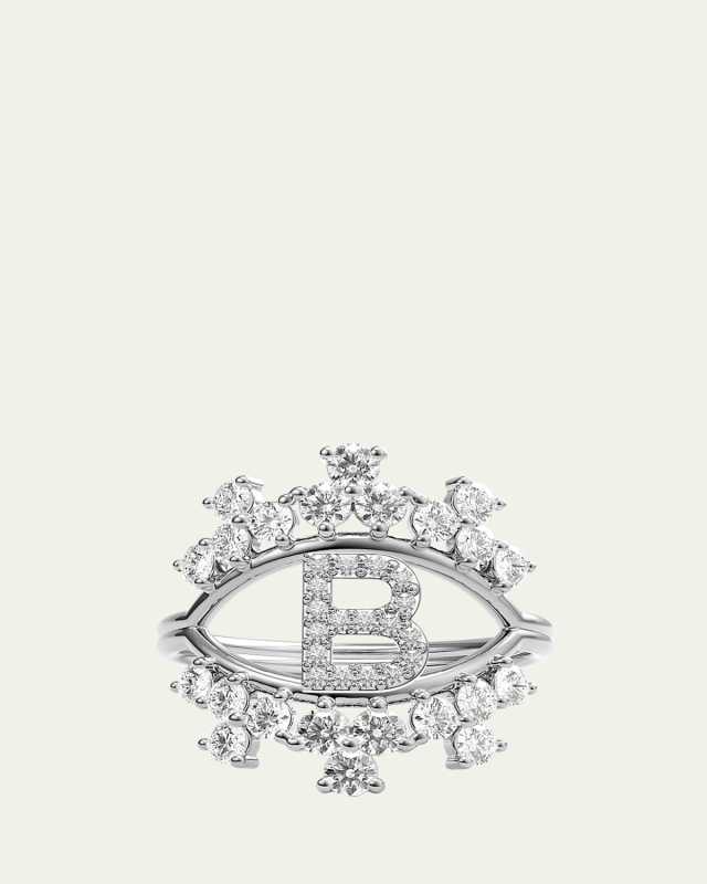 Sara 18K White Gold Diamond Ring, Letter B